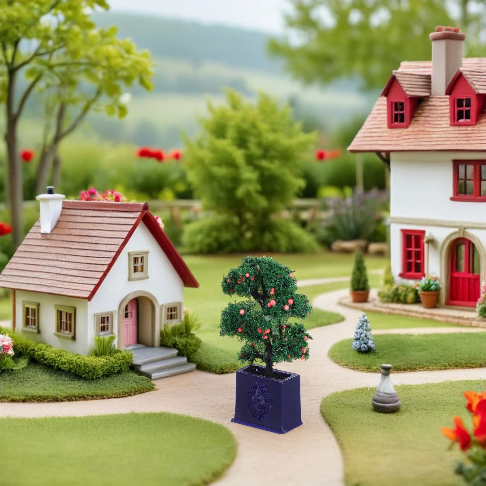 

3 Pcs Simulated Potted Plant House Decor Fake Plants for Desk Dollhouse Fruit Tree Decors Small