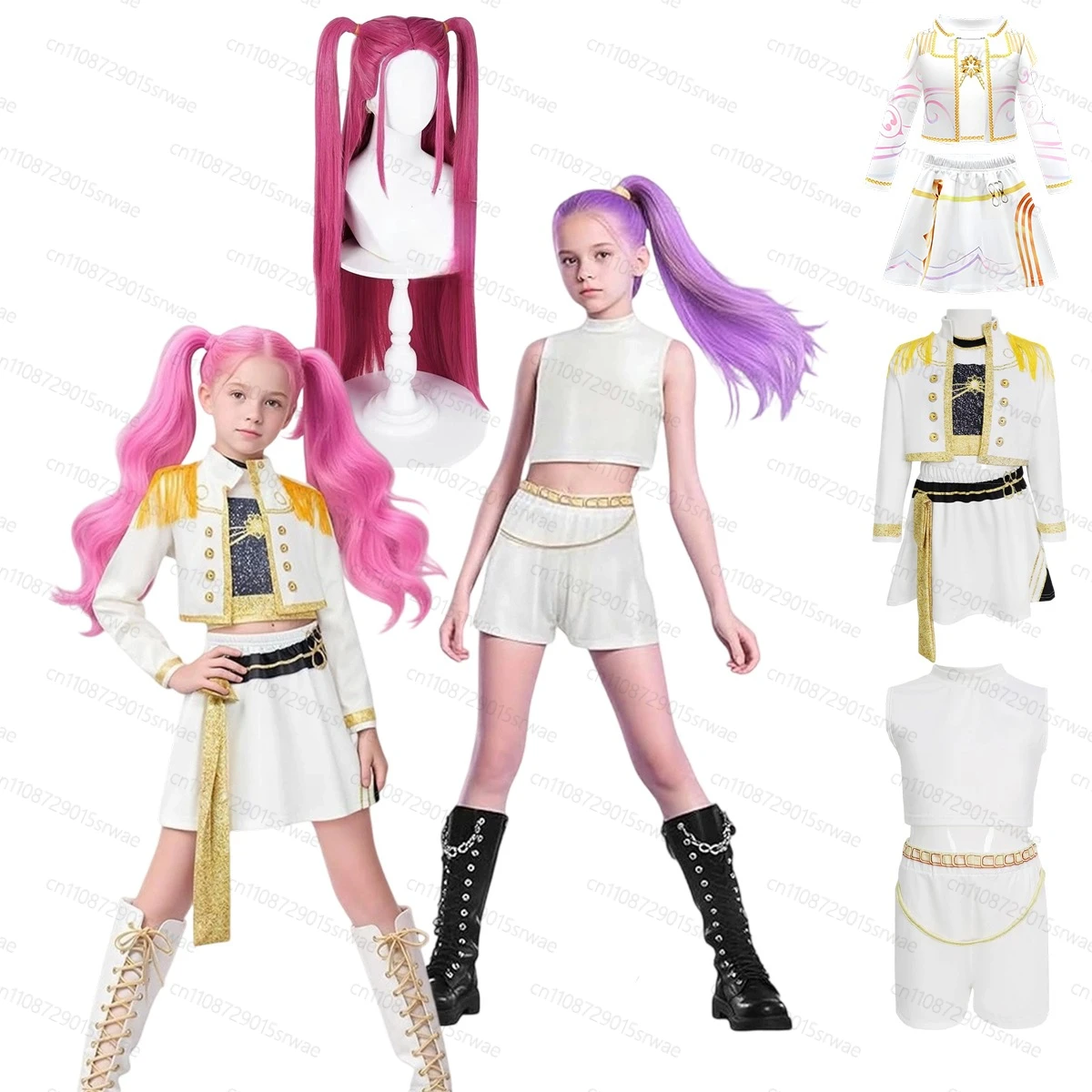 

New Rumi Zoey Mira Demon Hunters Children's Cosplay Costume Size Available Cartoon Sle Performance Clothes Golden Suit