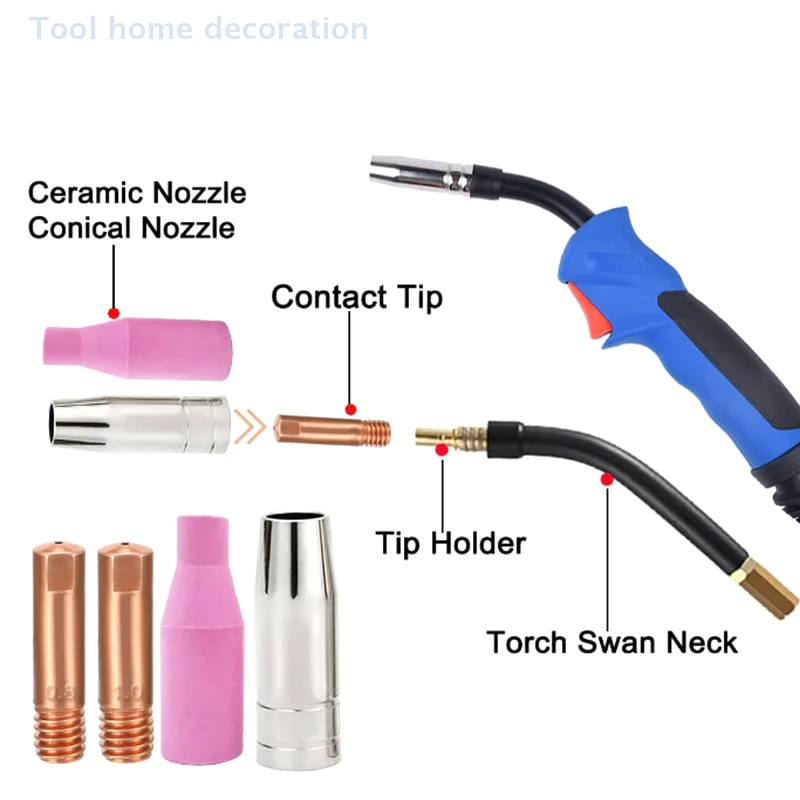 5pcs MB15AK MIG Welding Contact Tip 0.6mm 0.8mm 0.9mm 1.0mm 1.2mm Protective Nozzle For Rilon Riland Jasic Welding Supplies