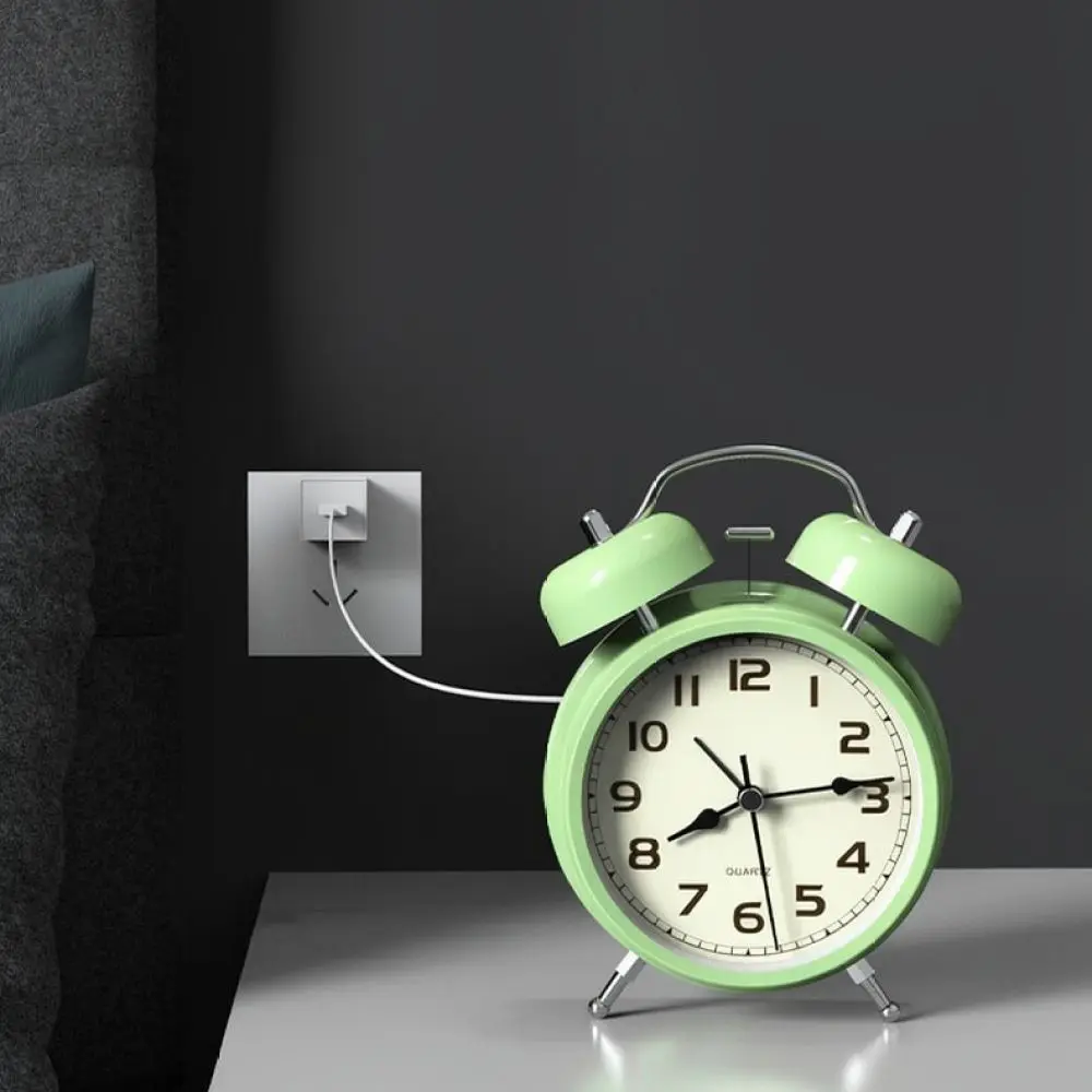 Compact Desk Alarm Clock For Students Bedroom Study Silent Quartz Movement Battery Operated Metal Design Wake Up Clock