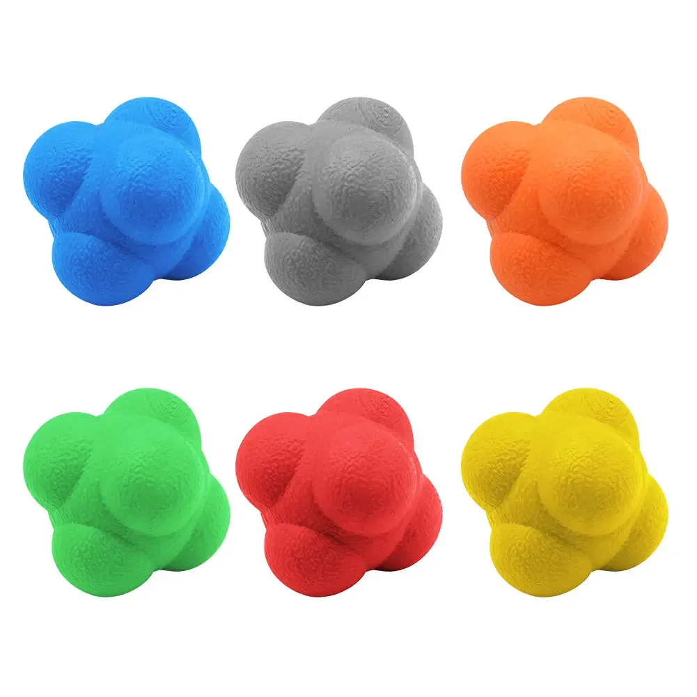 كرة تدريب خفة الحركة السداسية كرة رد الفعل 5.5 سنتيمتر استرخاء العضلات لكرة السلة كرة القدم للأطفال الكبار التنسيق منعكس الرياضة