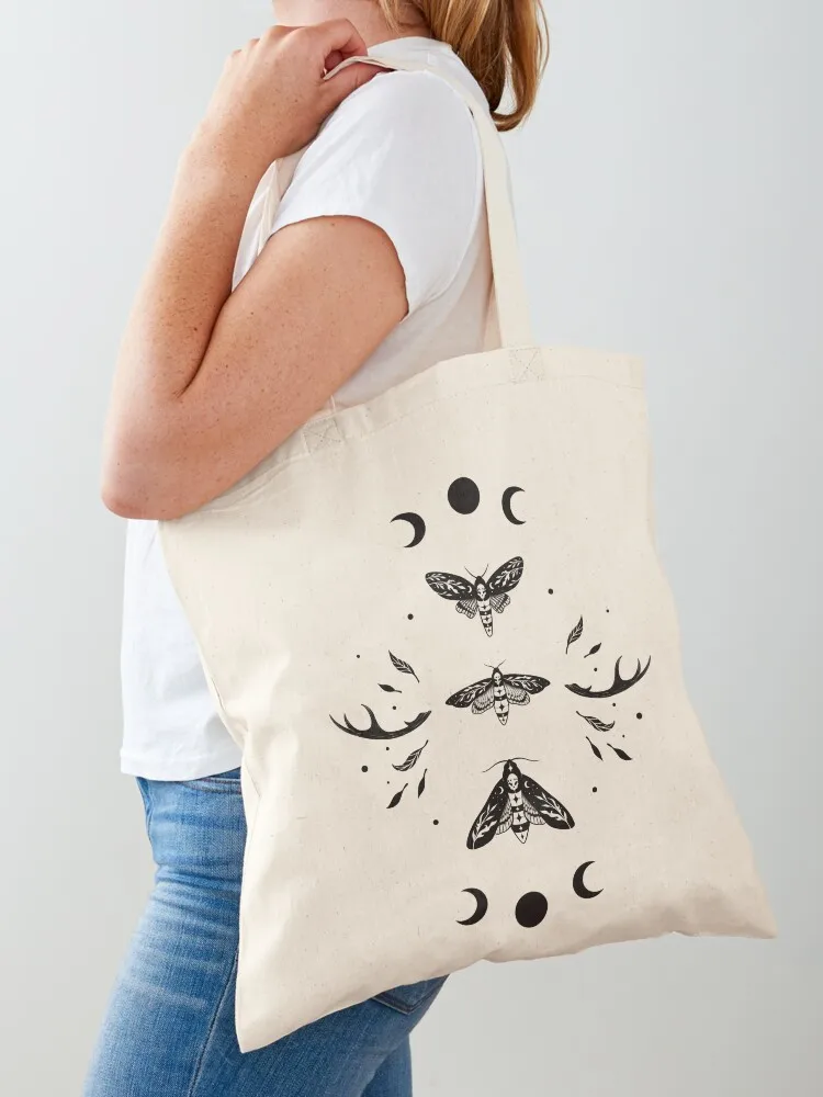 

Death Head Moths Night - Black Tote Bag reusable shopping bag ecological bags shopping trolley bag Custom
