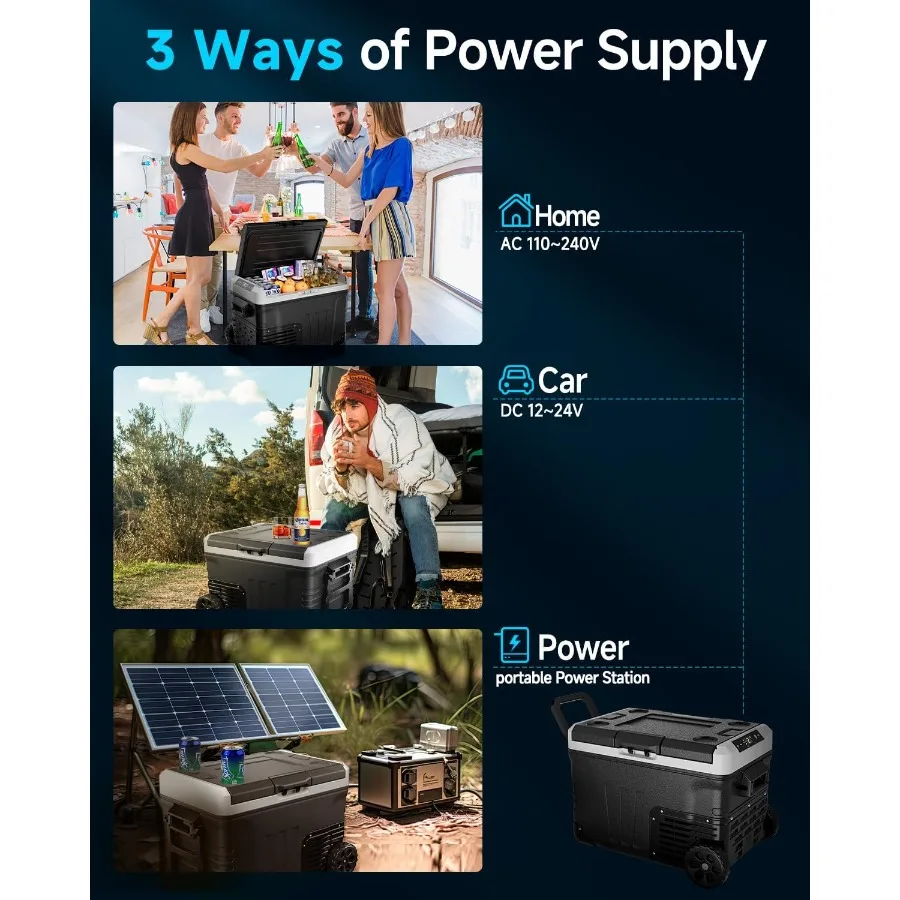 Refrigerador portátil para coche, refrigerador de 12V, refrigerador eléctrico de 37 cuartos y 35L con 12 24V CC, 110, 240V CA para camión, furgoneta, RV, Camper, SUV, 12v Co