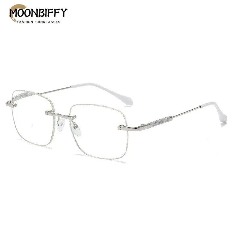 Anti Blue Light Myopia Glasses Men Women Diamond Studded Square Reading Eyeglasses Luxury Computer Goggles Eyewear Accessories