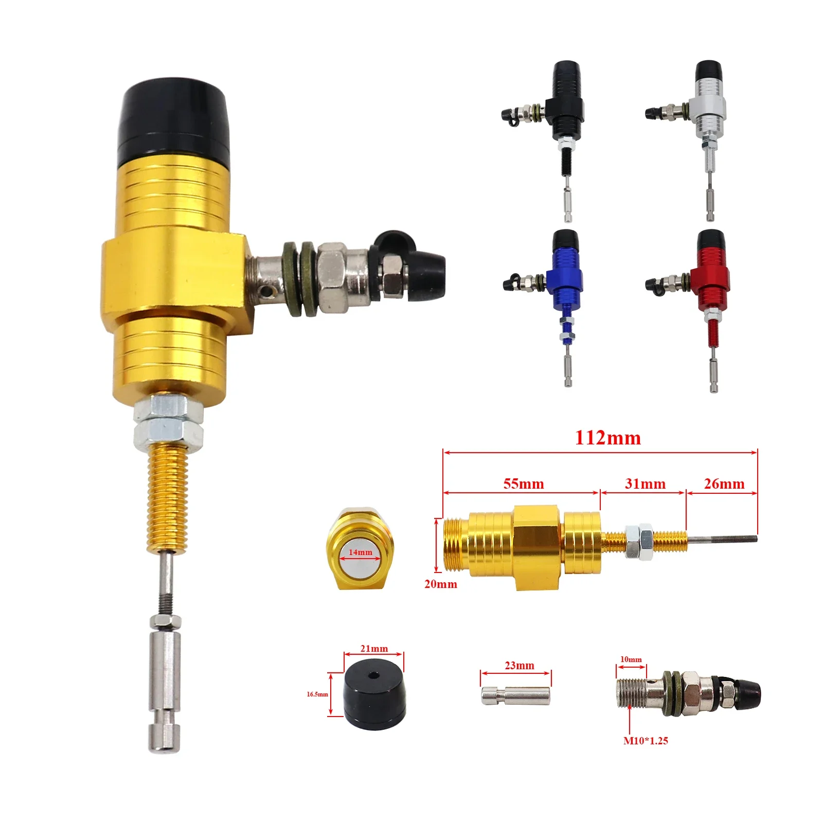 14mm Piston Motorcycle Hydraulic Clutch Master Cylinder Rod Brake Pump M10x1.25mm CNC Aluminum For Motocross Dir Bike Motos