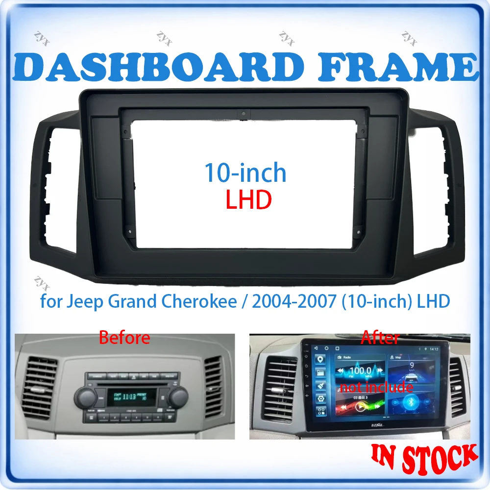 

Car Radio Big Fascia Frame For JEEP Grand Cherokee LHD 2005-2007 10 inch With Canbus Decoder & Wiring Harness Car Accessories