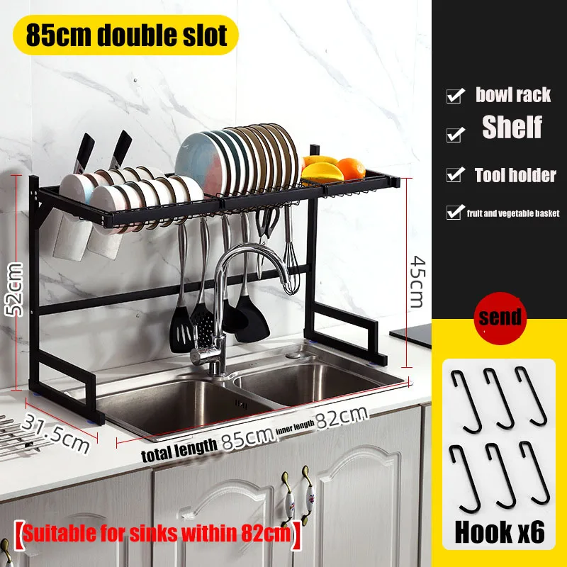 Adjustable Kitchen Sink Dish Drain Organizer Rack Stainless Steel Tableware Drain Storage Rack Practical Kitchen Accessories