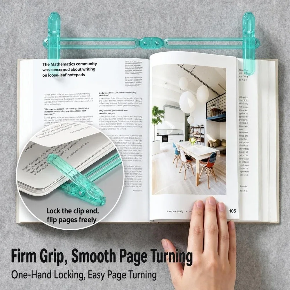 Plastic Book Page Holder Transparent Portable Book Page Clip Page Pressing Sliding Adjustment Reading Book Clip Study Supplies