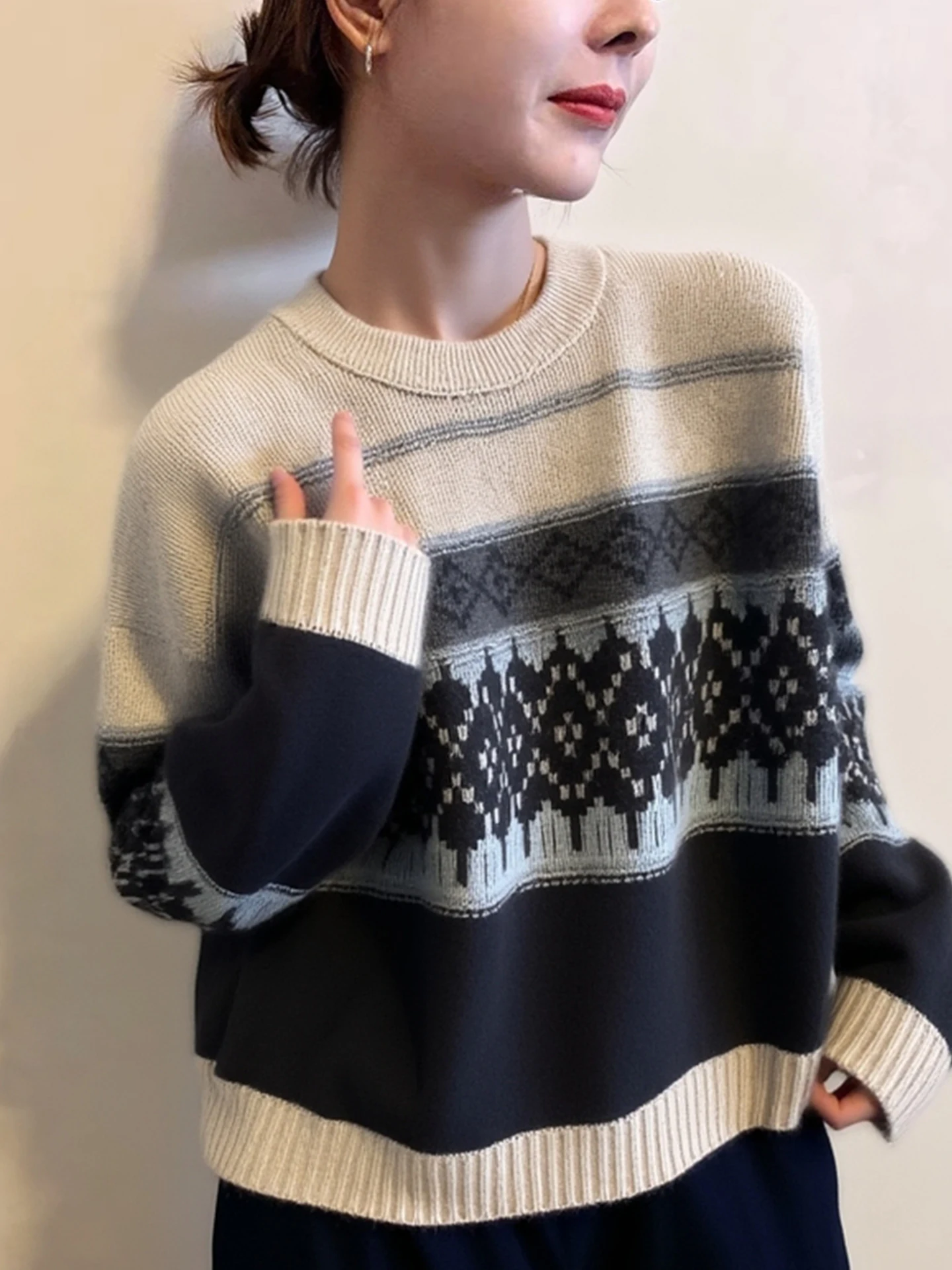 Thiened Long Sve ronde Ne Camere trui kleur Blo Design Maturi Sle dames gebreide top winter warm Faion