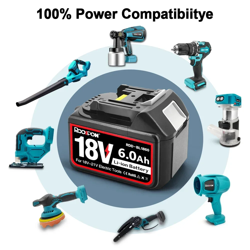 18V 2/4/6.0Ah lithium battery rechargeable battery with digital display for Makita angle grinder cordless brushless power tools