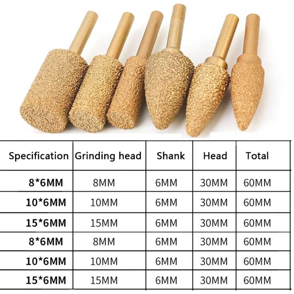Utensili abrasivi a forma di sfera a grana ovale Punta abrasiva a forma di palla a grana Testa di molatura Testa di molatura cilindrica con rivestimento diamantato