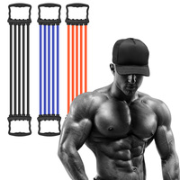 5 Tubes Adjustable Elastic Resistance Chest Expander Band TPR Rubber Muscle Hand Exerciser Training Tool Gym Fitness Equipment