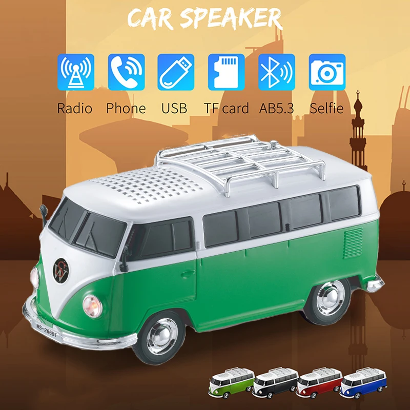 Portable School Speaker with TF Card Insertion Perfect Holiday Gift for Child Home Decoration Bus Shape Loudspeak