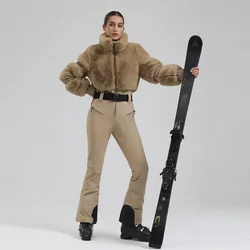 1PS Ski Suit Outdoor Sports Snowboard Suit Slim Thermal Hoodie Jumpsuits Winter Women Ski Clothing Windproof Waterproof Snow Set