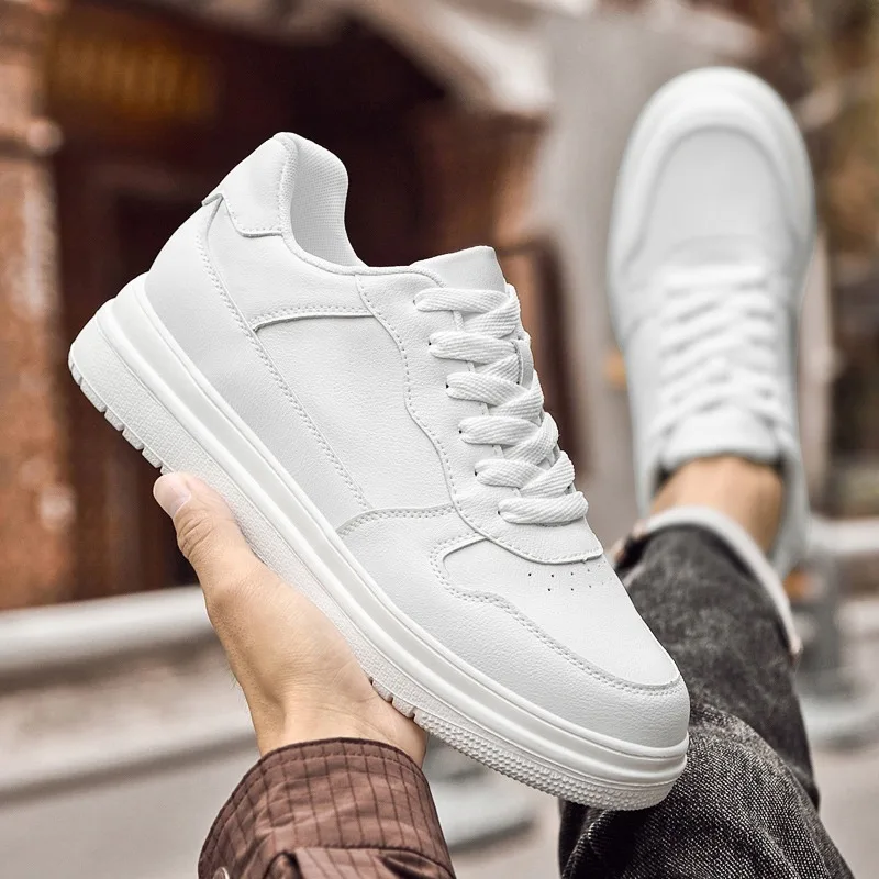 

2026 New Invisible Height-increasing Shoes for Men Sports Shoes White Leather Sports Shoes for Men Enlarged Sizes Sneakers Men