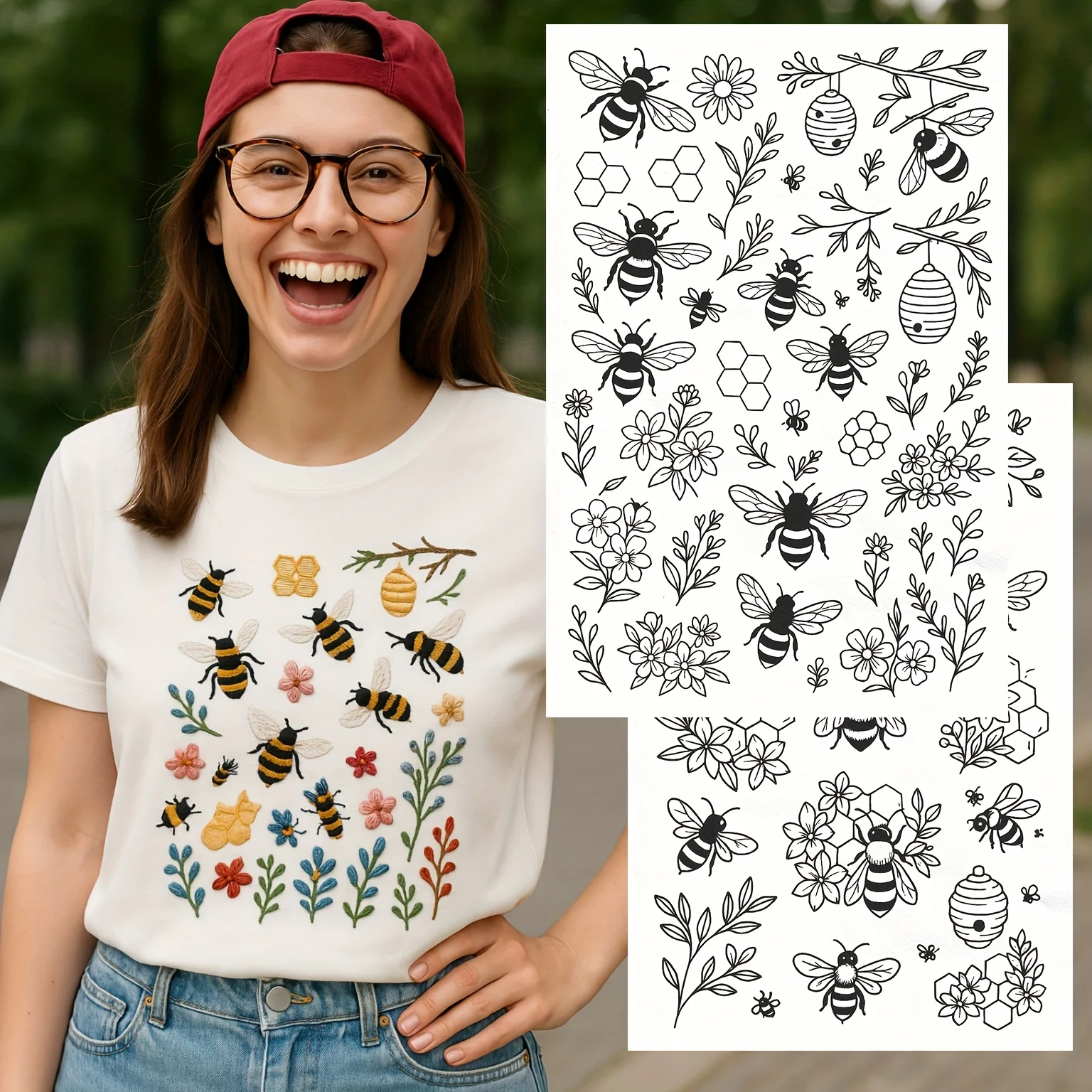 2 modelli di ricamo solubili in acqua, stabilizzatore autoadesivo per ricamo solubile in acqua, lavabile