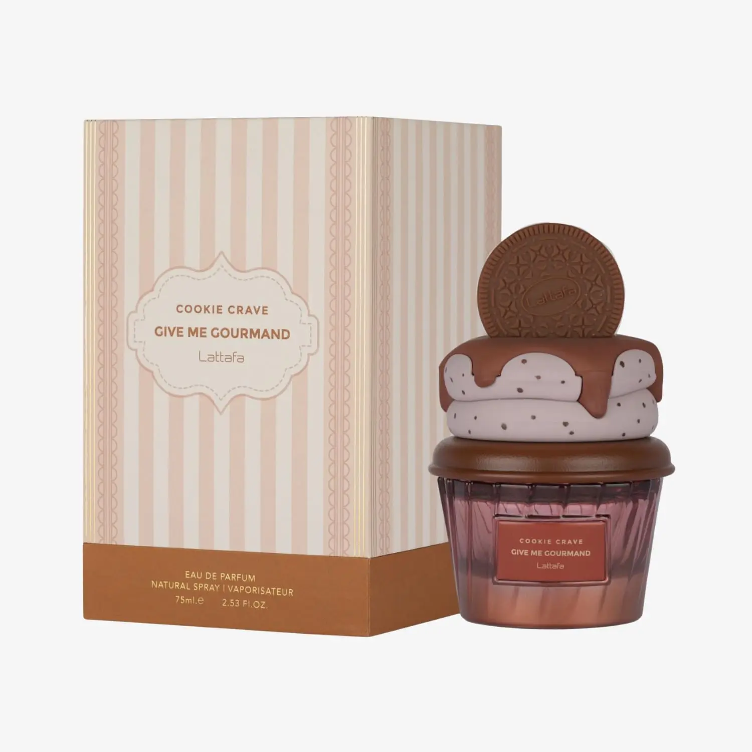 Lattafa Cookie Crave Eau de Parfum, Give me Collection Gourmand, spray de 75 ml, aroma a galleta dulce de vainilla, mantequilla de cacao y azúcar