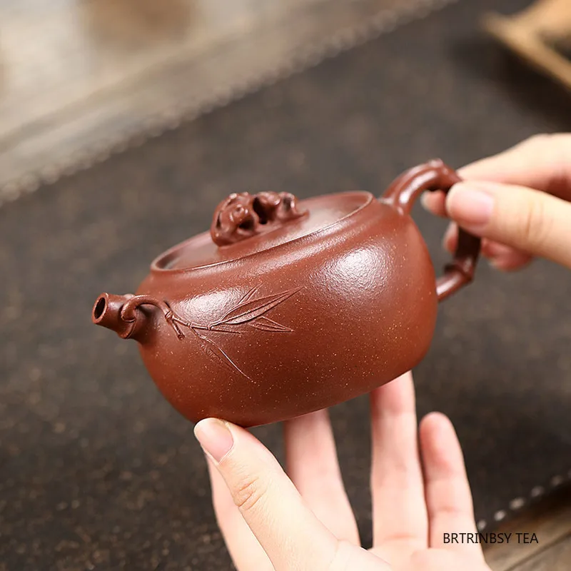 

Tradition Yixing Purple Clay Teapot Household Beauty Tea Pot Handmade Bamboo Stone Kettle Chinese Zisha Tea Set Teaware 200ml
