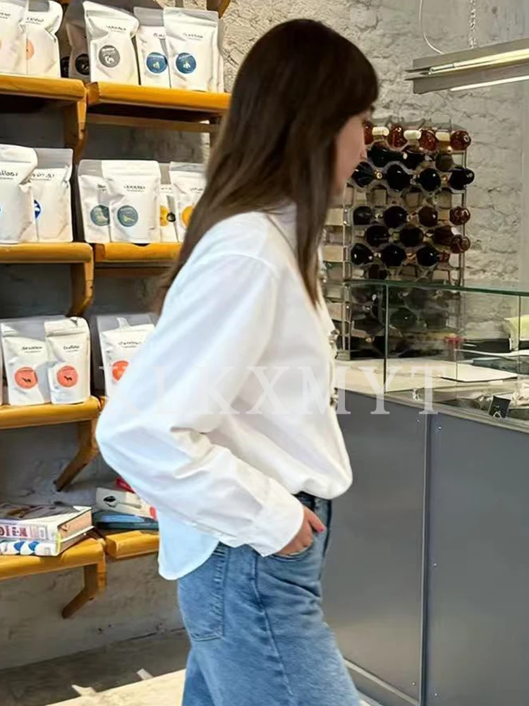 レディースレジャーシャツ 2025 秋 レディースファッション ジュエリーボタン 長袖 リボン飾りシャツ レディース ハイストリート エレガントシャツ