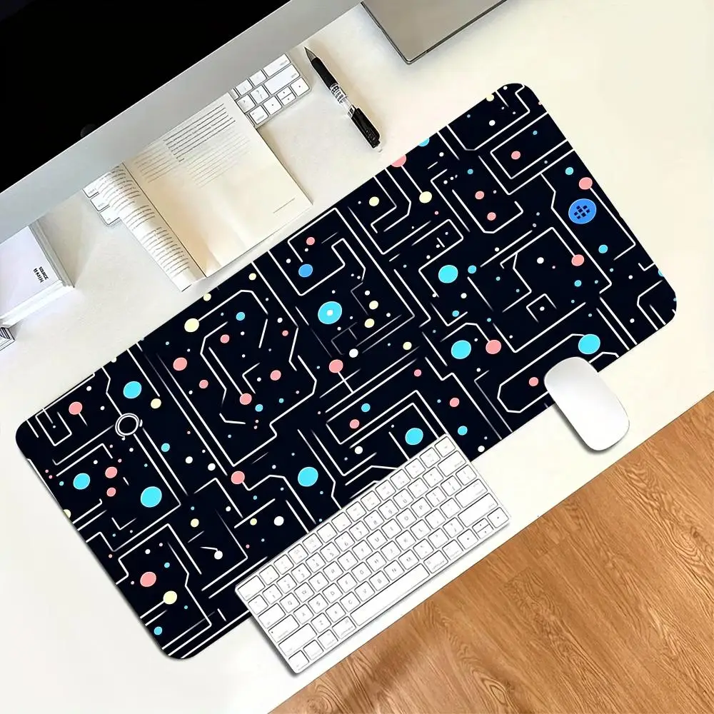Colorful Tech Circuit Extended Gaming Mouse Pad Non Slip Desk Surface Neon Chip Mainboard Electronic Art Print For Gaming