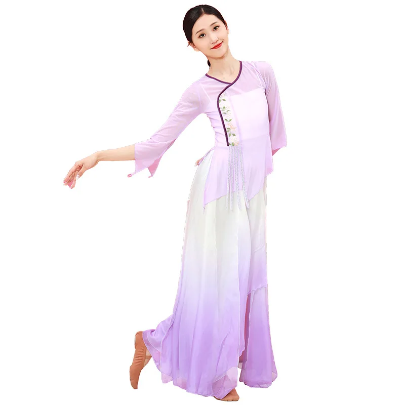 ยูร์กี่เปาเสื้อผ้าฝึกซ้อมหรูหราสไตล์จีนเต้นรำคลาสสิกร่างกายจังหวะเส้นด้ายเสื้อผ้าเครื่องแต่งกายชุดสูทสำหรับสตรี