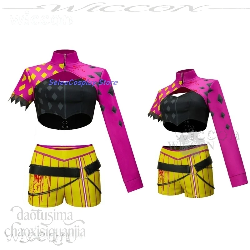 Anime Cosplay Costumes DBD Mina Punk Y2K Battle Suit Coat + Shorts + Belt + Gloves + Purple Wigs, Halloween view 5