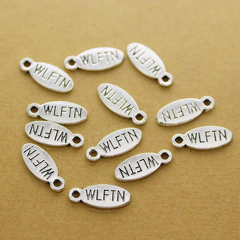 40pcs 14.8X6mm, hole 1.2mm Tibetan silver color letter word design charms h0915