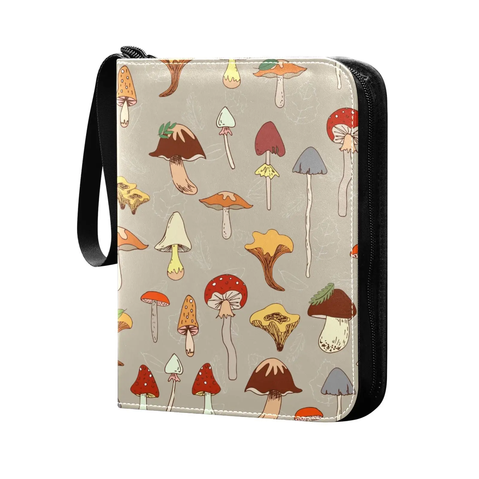 Red Mushrooms Card Binder 4 Pocket Card Binder 400 Double Sided Pocket Album for Sport Game Cards Unique Card Collection Storage