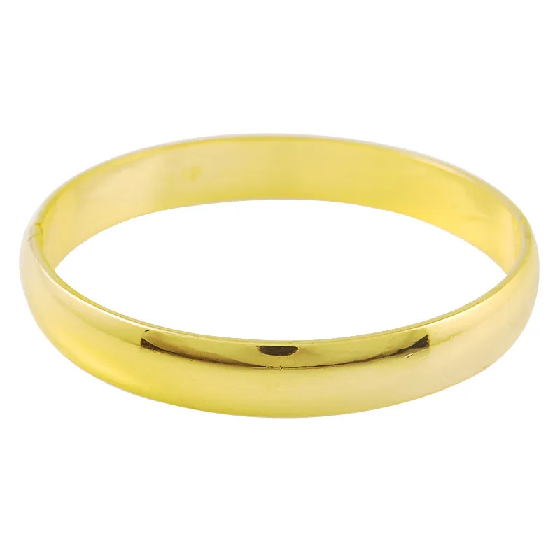 24k Gold Plated Round Bracelet Shiny Simple Women Wedding Jewelry Gift