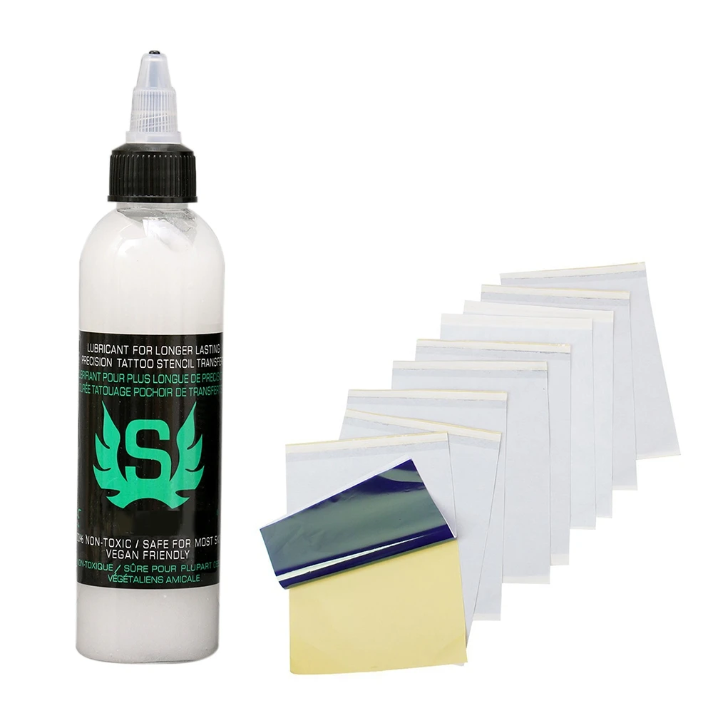 

A61I 10 Sheets Tattoo Thermal Carbon Stencil Transfer Paper & 1X Tattoo Stencil Stuff Tattoo Stencil Transfer Formula 125ML