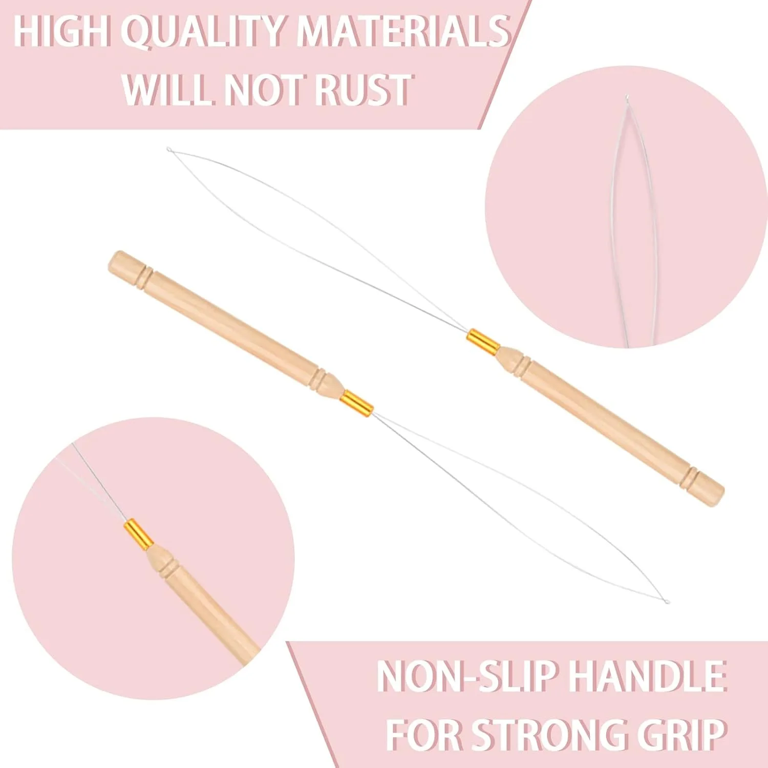 Hair Extensions Loop Micro Rings Links Beads Needle Threader Wire Pulling Hook Tool For Hair Extensions Tools