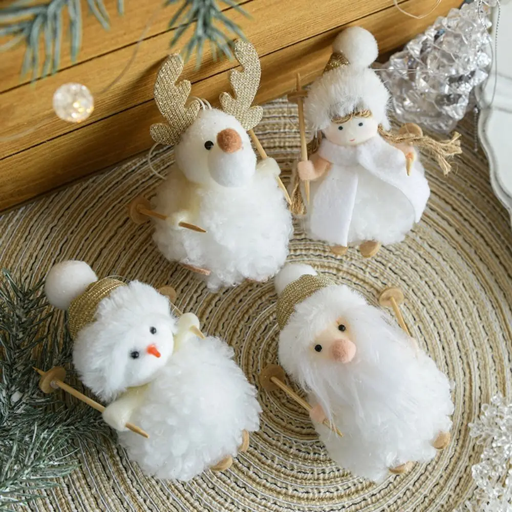 Girls Christmas Plush Snowman Pendant Santa Claus Xmas Ornament Plush Doll Pendant Elk Photographic Props Christmas Tree Pendant