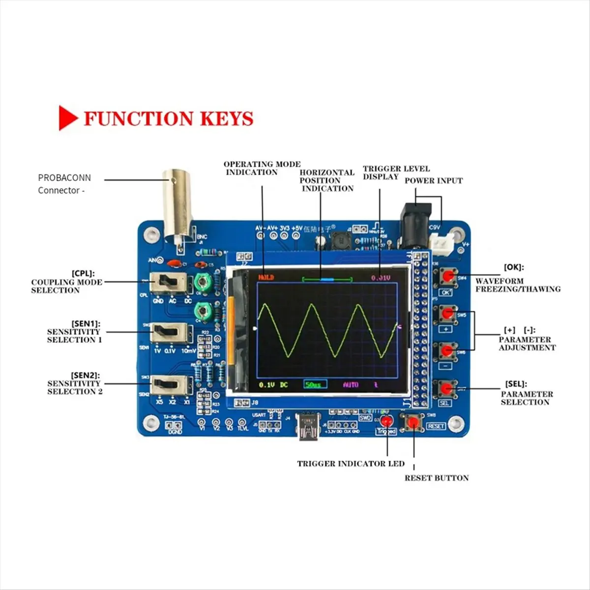 Digital Oscilloscope DIY Electronic Kit Microcontroller Circuit Board Assembly Welding Parts-ABLL