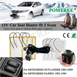 Car Seat Heater Kit Fit 2 Seats Alloy Wire/Carbon Fiber Heating Pad H/L Switch For MITSUBISHI OUTLANDER 05-2009 PAJERO 1982-1984