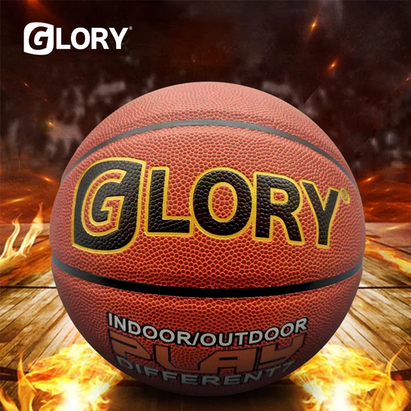 GLORY Brown Basketball Junior Adulto Interior e Exterior Universal Alta Elasticidade Anti Desgaste Borracha No.7 Basquete