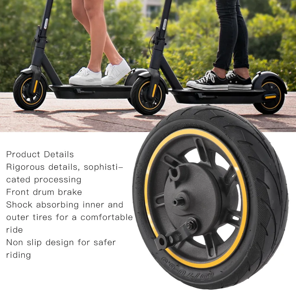 

60/70-6.5 Electric Scooter Front Wheel 10 Inch Heavy Duty Scooter Front Wheel Rubber Scooter Wheel Assembly for Ninebot Max G30