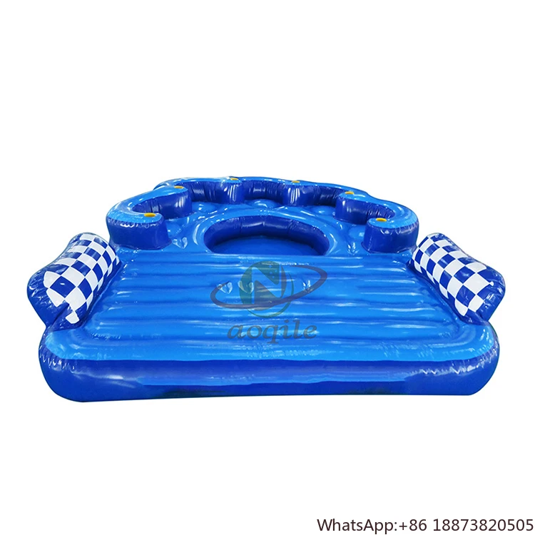 

Custom Inflatable Water Amusement Equipment Multiplayer Inflatable Floating Island Platform Boat
