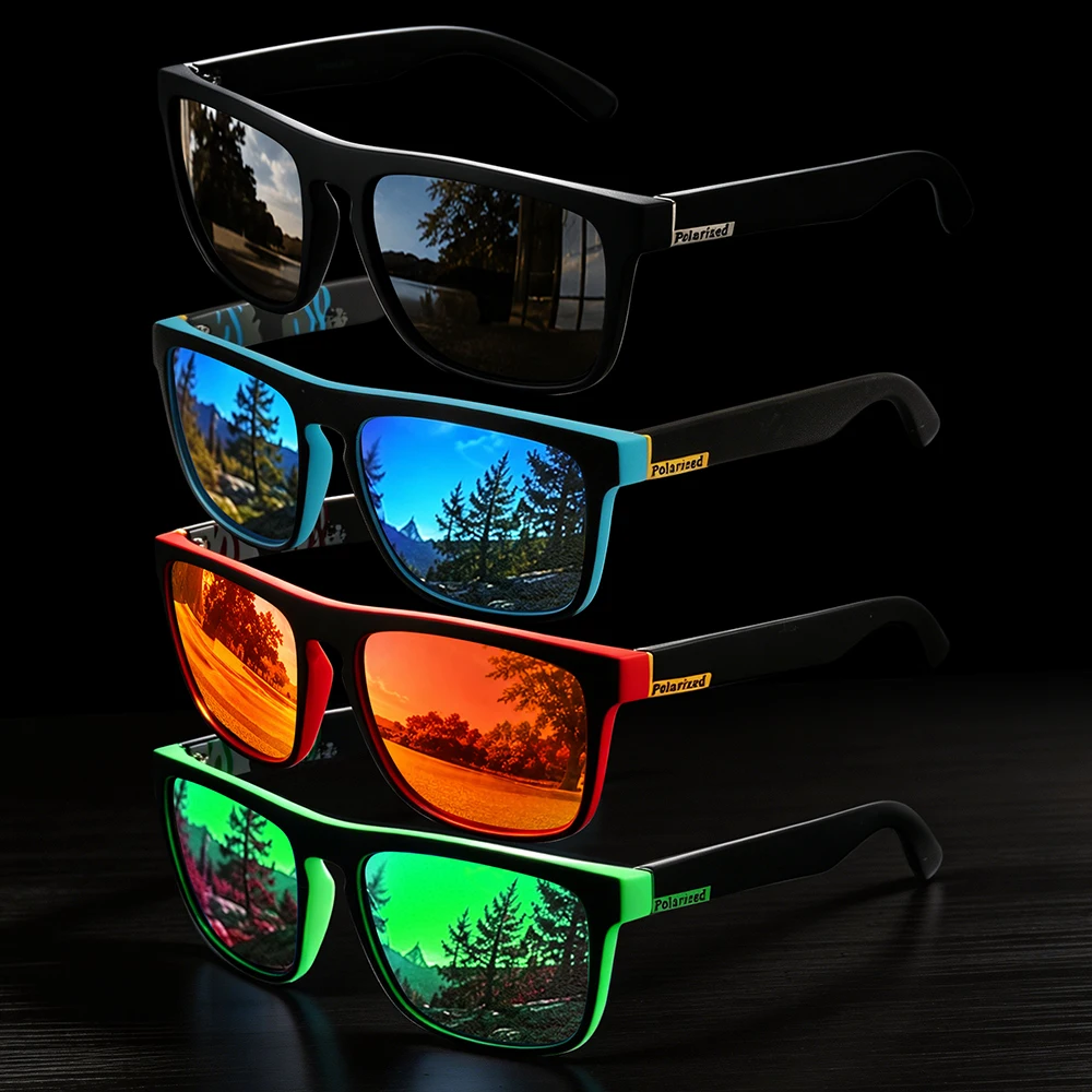 Ensemble de 1 à 4 pièces, lunettes de soleil polarisées vintage, lunettes de conduite carrées rétro tendance, lunettes de soleil pour la randonnée, la pêche, les activités de plein air, UV400