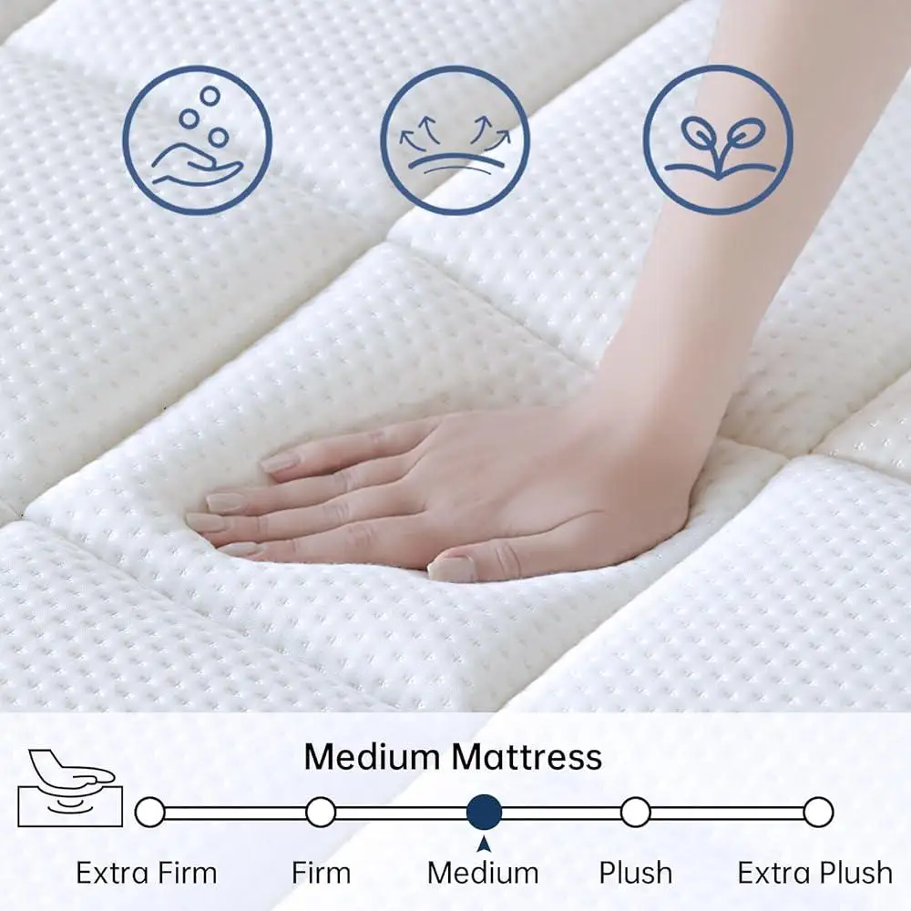 12 Inch King Size Hybrid Mattress Memory Foam Pocketed Springs Ultimate Motion Isolation Comfortable Pressure Relief Sleep
