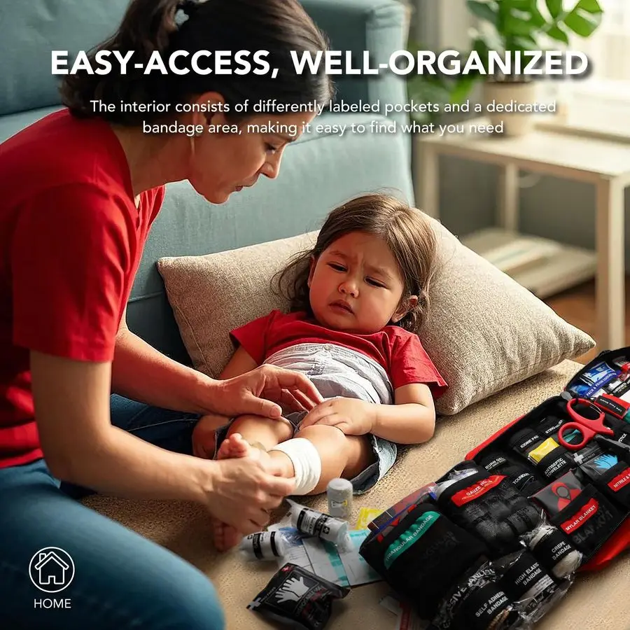 مجموعة الإسعافات الأولية المكونة من قطعة، مجموعات طبية مدمجة مقاومة للماء ومنظمة جيدًا لأي حالات الطوارئ، مثالية للمنزل والمكتب، C #2