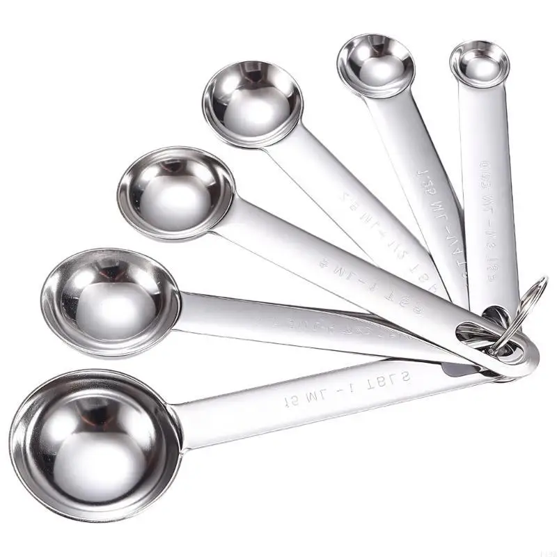 F19B 6 Piece Nonrust Steel Measuring Spoons Set With Clear Markings For Precise Dry And Liquid Ingredient Measurement