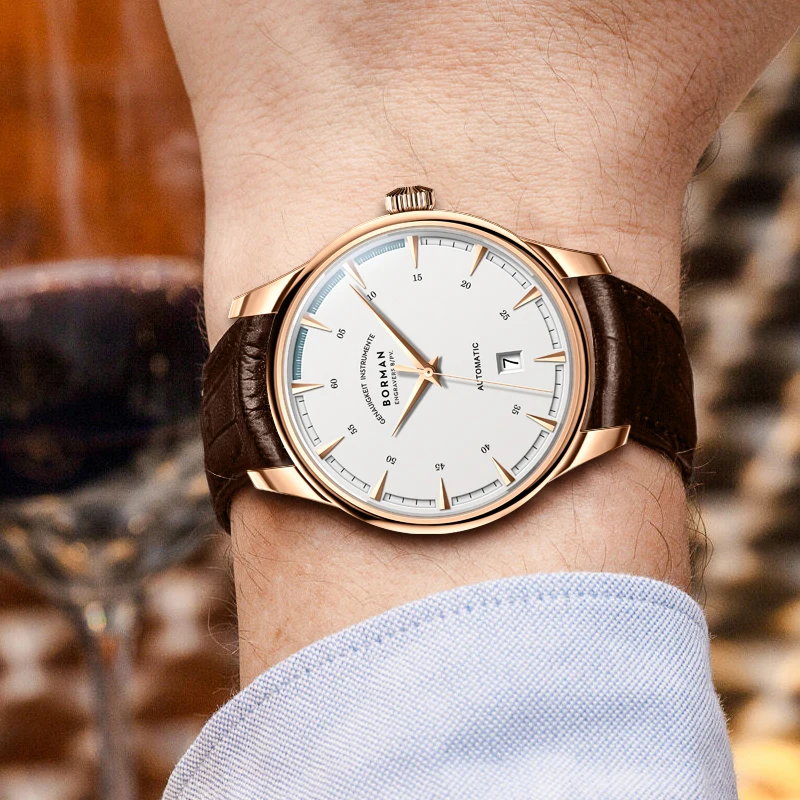 BORMAN Simple Classic 40mm Ultra-Thin Mechanical Wrist Men Watch Self-winding Date 50m Waterproof Automatic Watches 2025