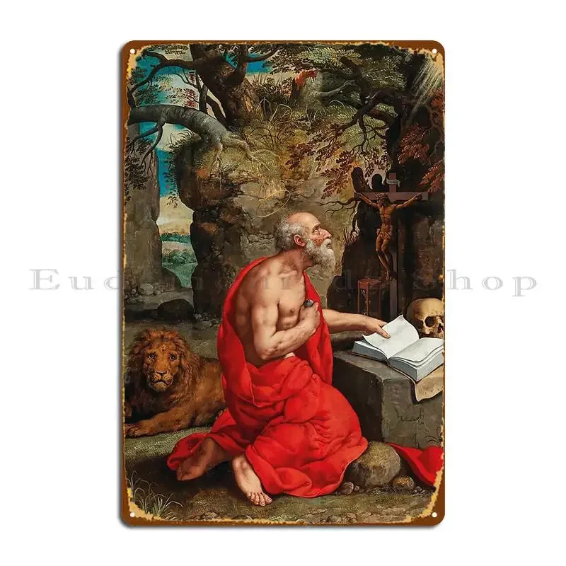 The Penitent Saint Jerome Antwerp Master 1590 Renaissance Christian Art Metal Sign Cinema Printing Living Room Tin Sign Poster