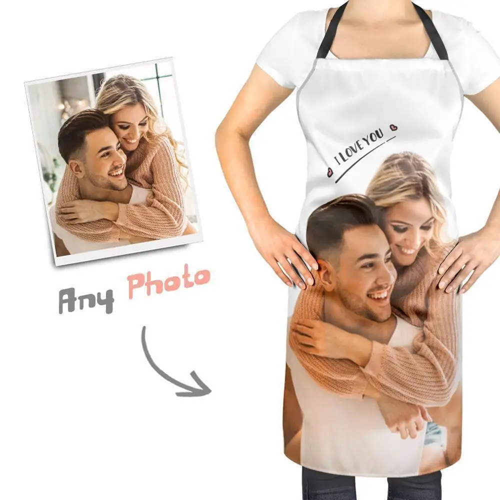 Custom Photo Apron for Mom Dad Grandma Personalized Funny Kitchen Apron with Picture Chef Cooking Gift for Mother s Day