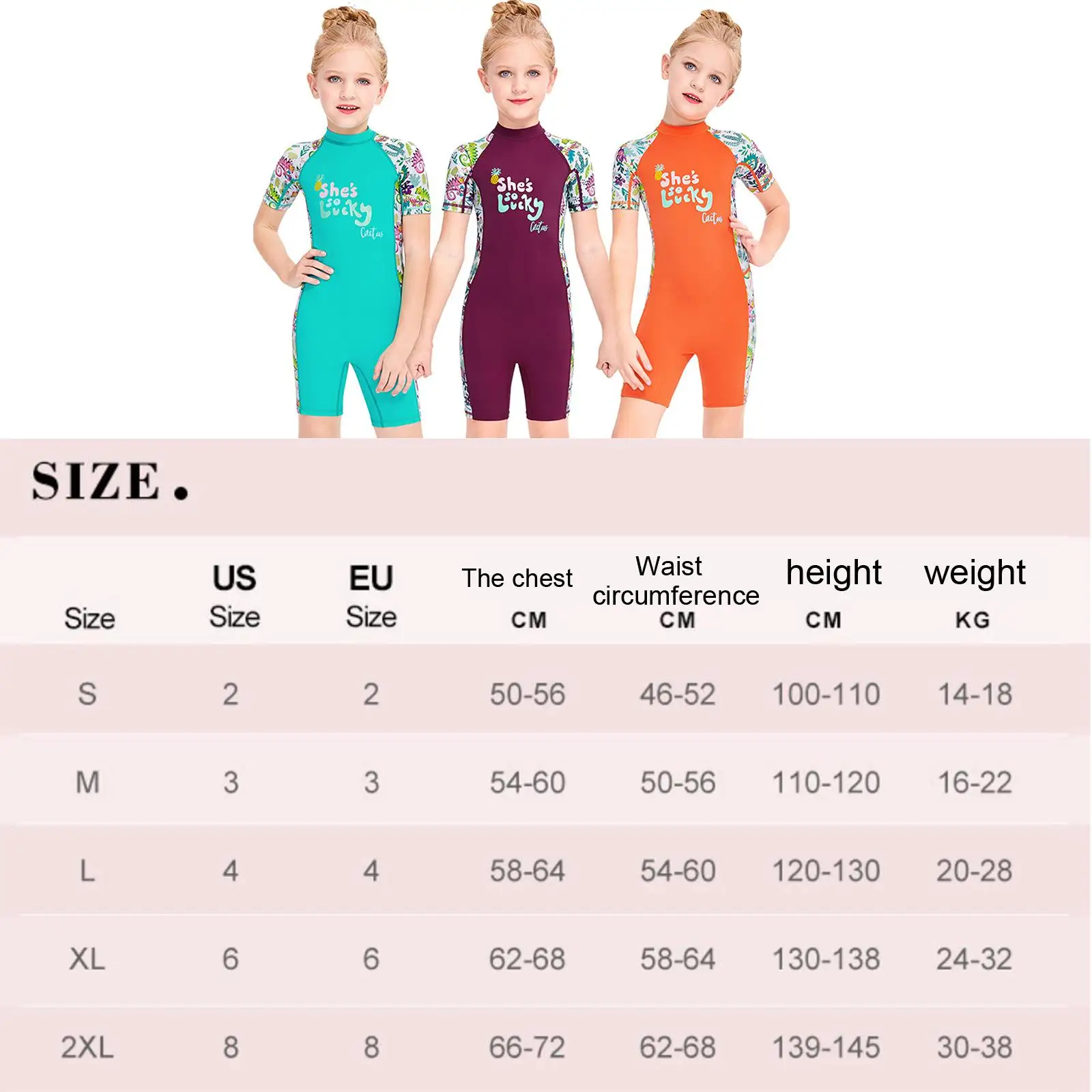 

Neoprene UPF 50+ Kids One Piece Swimsuit Swimwear Girls Solid Suit