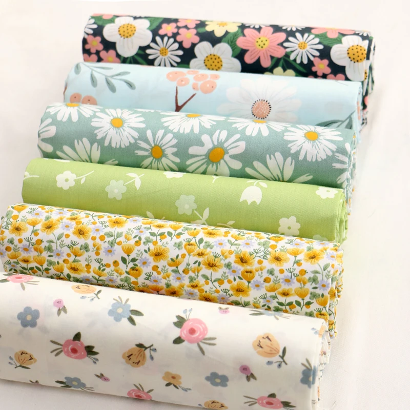 160x50cm Blue Floral Twill Cotton Sewing Cloth, Making Baby Clothes DIY Newborn Pajamas Quilt Cover Bed Sheet Sewing Cloth