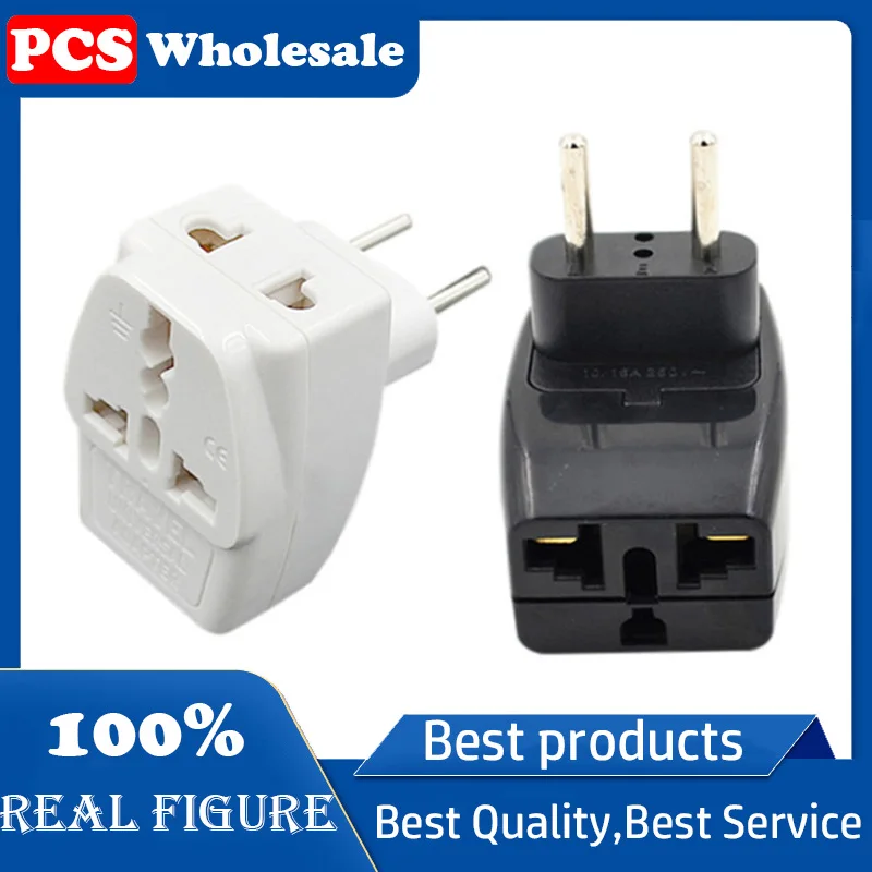 Universal to Europlug EU Travel Adapter 3 Way Multi Outlet Black Color TYPE E F G