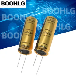 2PCS original fever amplifier gold shell capacitor 570V 220UF 18X50MM replacement 450V 220UF