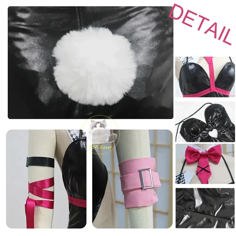 dd12Miku أرنب حفرة شعر مستعار أسود براءات الاختراع والجلود الأرنب فتاة مثير لطيف زي هالوين تنكري أغطية الرأس الملابس الانحناء Gi