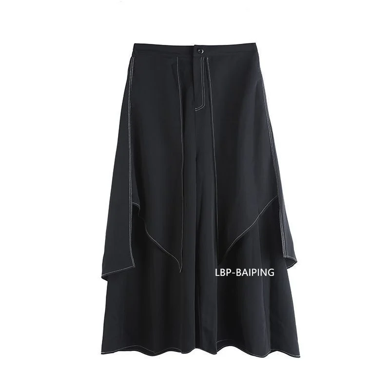 New 2026 Style Extra Layers Design Woman Pants Black Loose All-match Wide Legs Pants Casual Streetwear Hurajuku Trousers Ladies